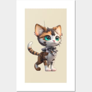 Calico Cyborg Cat Posters and Art